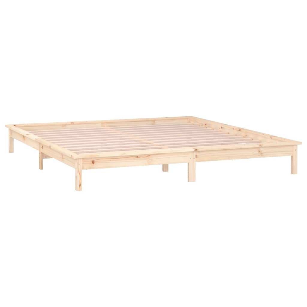 Estrutura de cama c/ LED casal 135x190 cm 4FT6 madeira maciça