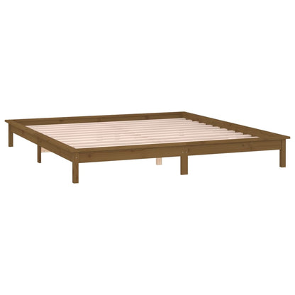 Estrutura cama casal +LEDs 135x190cm madeira castanho mel