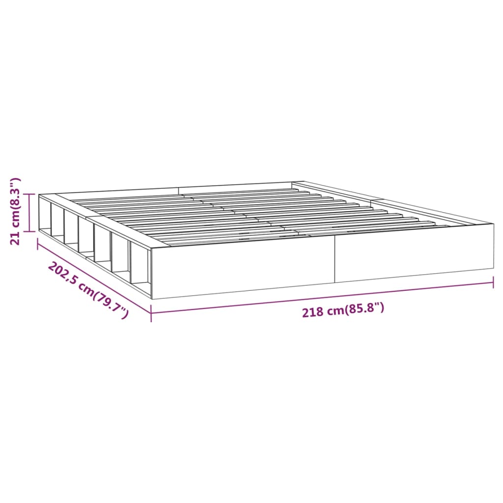 Estrutura de cama 200x200 cm madeira maciça