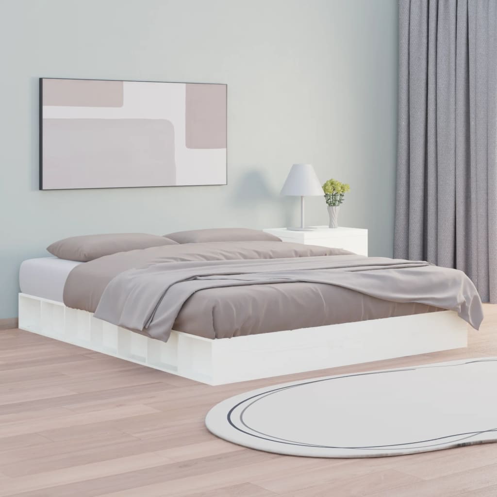 Estrutura de cama super king 180x200 cm madeira maciça branco