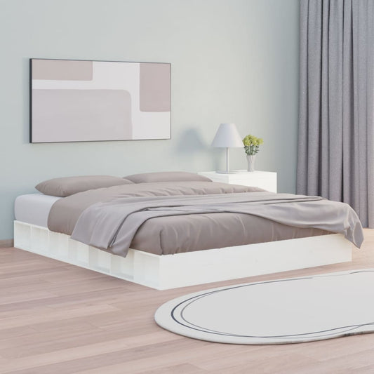 Estrutura de cama 160x200 cm madeira maciça branco