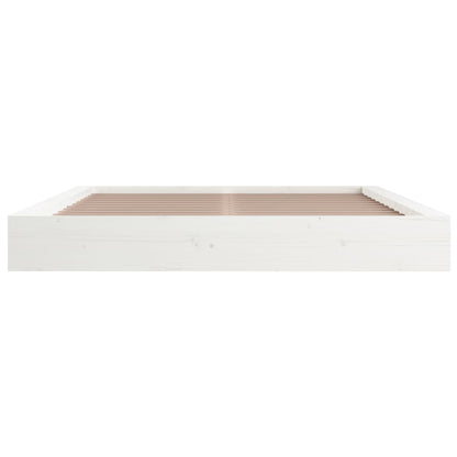 Estrutura de cama king 150x200 cm madeira maciça branco