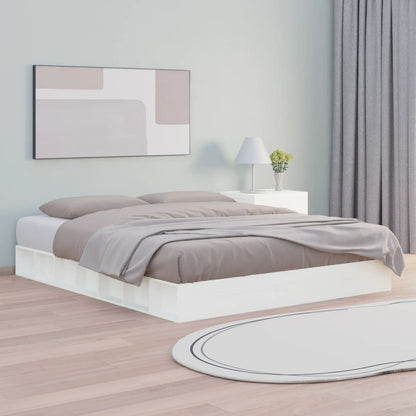 Estrutura de cama king 150x200 cm madeira maciça branco