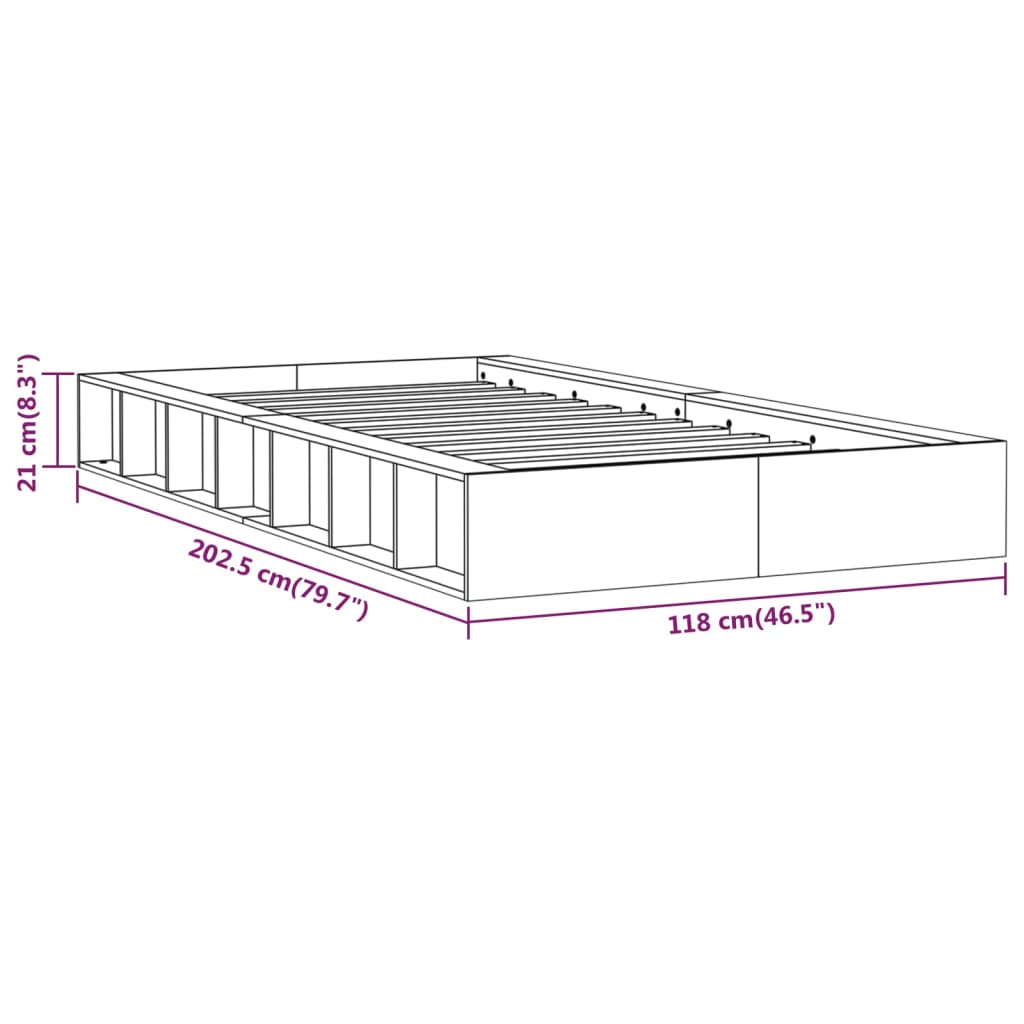 Estrutura de cama branco 100x200 cm madeira maciça