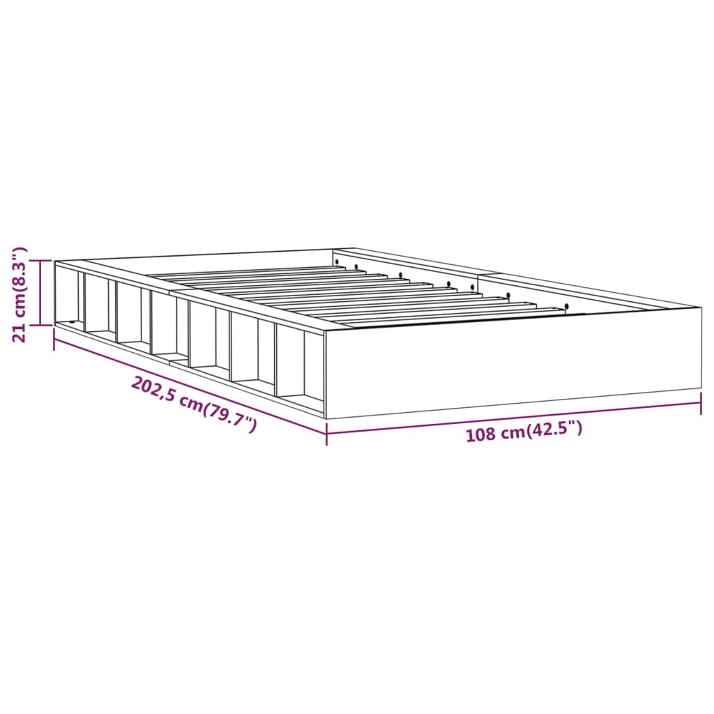 Estrutura de cama 90x200 cm madeira maciça branco