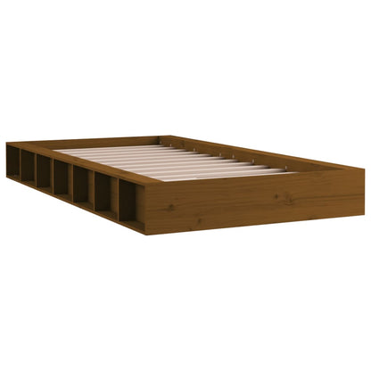 Estrutura cama pequena solteiro 75x190 cm madeira castanho mel