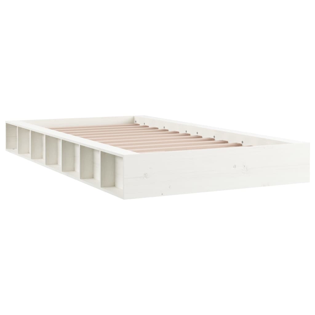 Estrutura de cama solteiro 90x190 cm madeira maciça branco