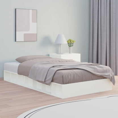 Estrutura de cama solteiro 90x190 cm madeira maciça branco