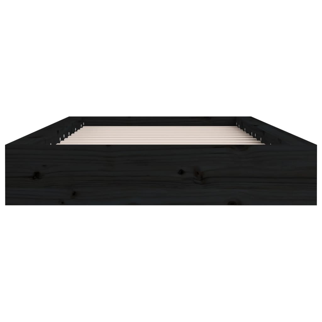 Estrutura de cama casal 135x190 cm 4FT6 madeira maciça preto