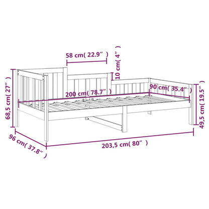 Sofá-cama 90 x 200 cm madeira de pinho maciça cinzento