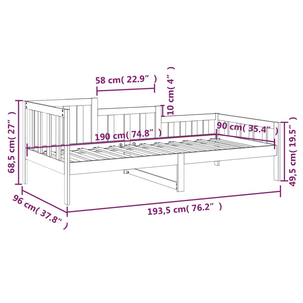 Sofá-cama 90x190 cm madeira de pinho maciça castanho mel