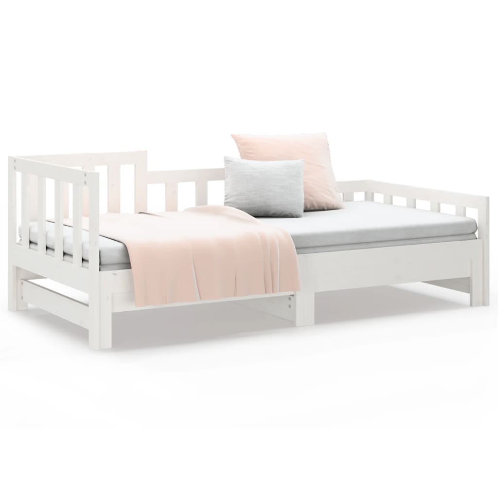 Sofá-cama de puxar 2x(80x200) cm pinho maciço branco