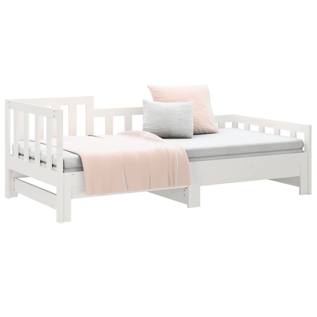 Sofá-cama de puxar 2x(80x200) cm pinho maciço branco