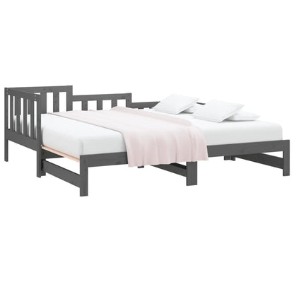 Sofá-cama de puxar 2x(80x200) cm pinho maciço cinza