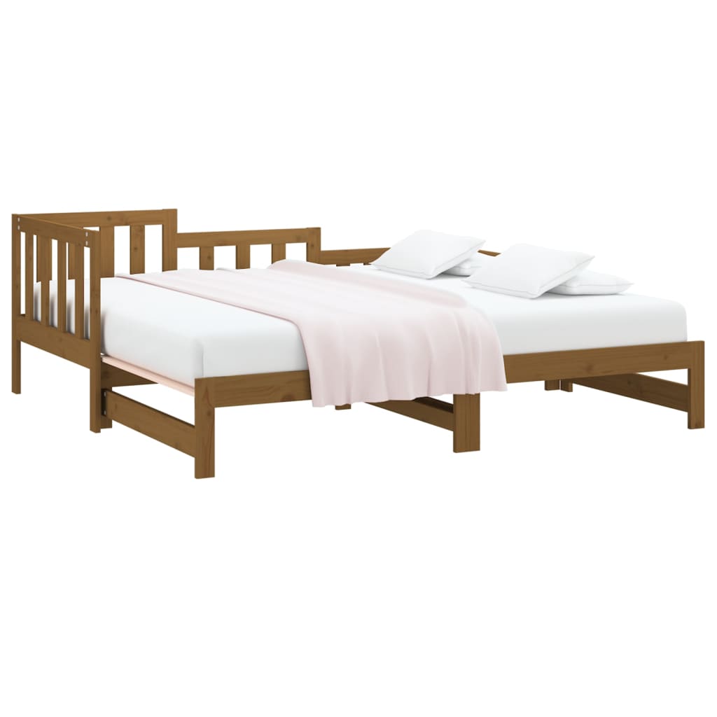 Sofá-cama puxar 2x(80x200) cm pinho maciço castanho mel