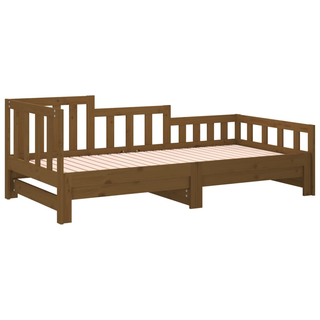 Sofá-cama puxar 2x(80x200) cm pinho maciço castanho mel