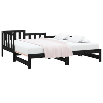 Sofá-cama de puxar 2x(90x200) cm pinho maciço preto