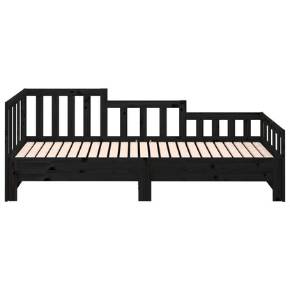 Sofá-cama de puxar 2x(90x200) cm pinho maciço preto