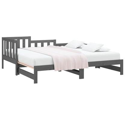 Estrutura sofá-cama de puxar 2x(90x190) cm pinho maciço cinza