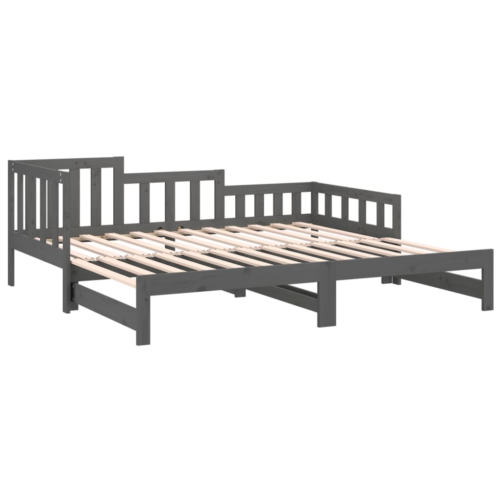 Estrutura sofá-cama de puxar 2x(90x190) cm pinho maciço cinza