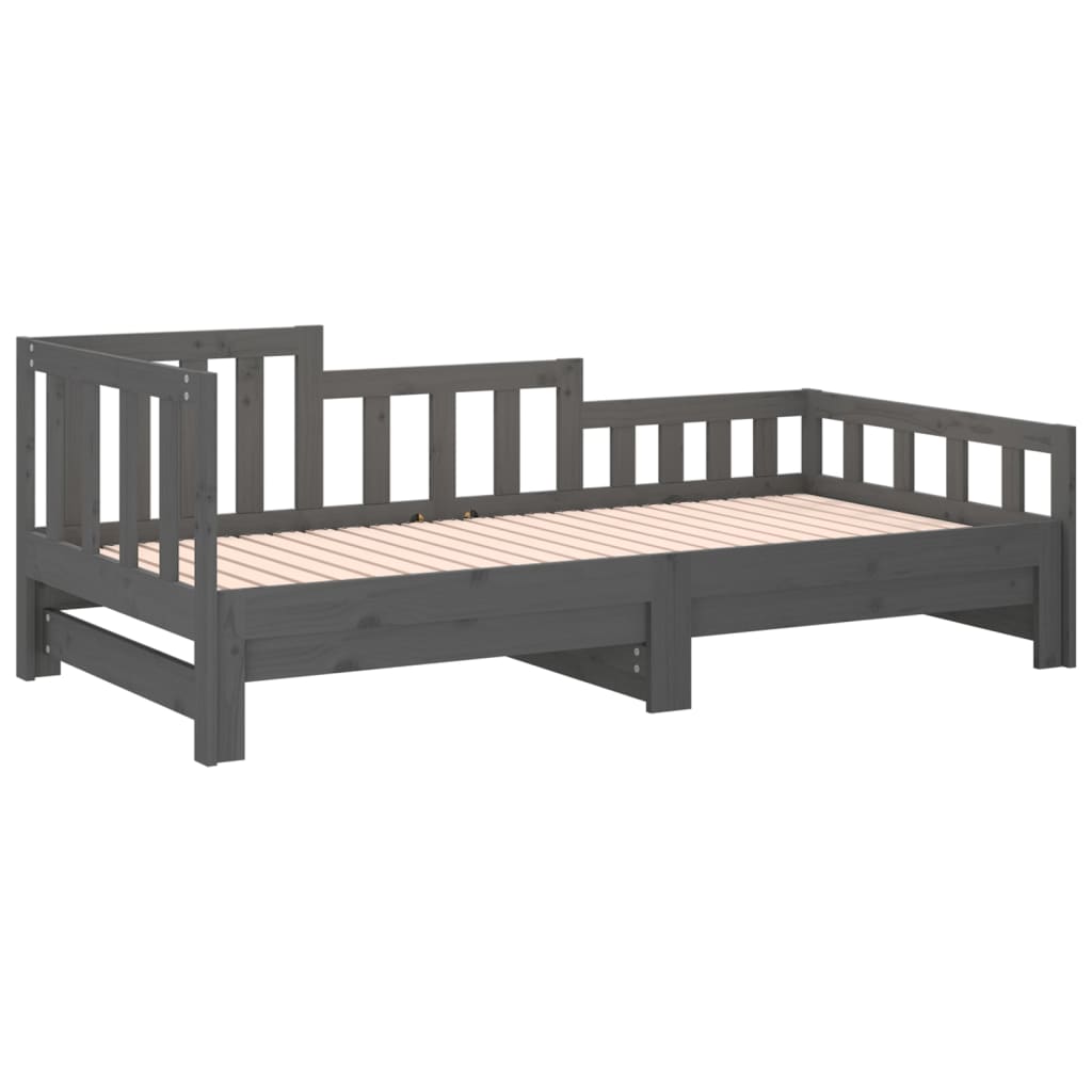 Estrutura sofá-cama de puxar 2x(90x190) cm pinho maciço cinza