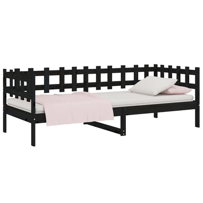 Sofá-cama 80x200 cm madeira de pinho maciça preto