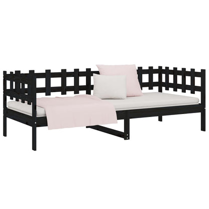 Sofá-cama 90x190 cm madeira de pinho maciça preto