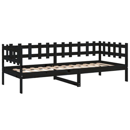 Sofá-cama 90x190 cm madeira de pinho maciça preto