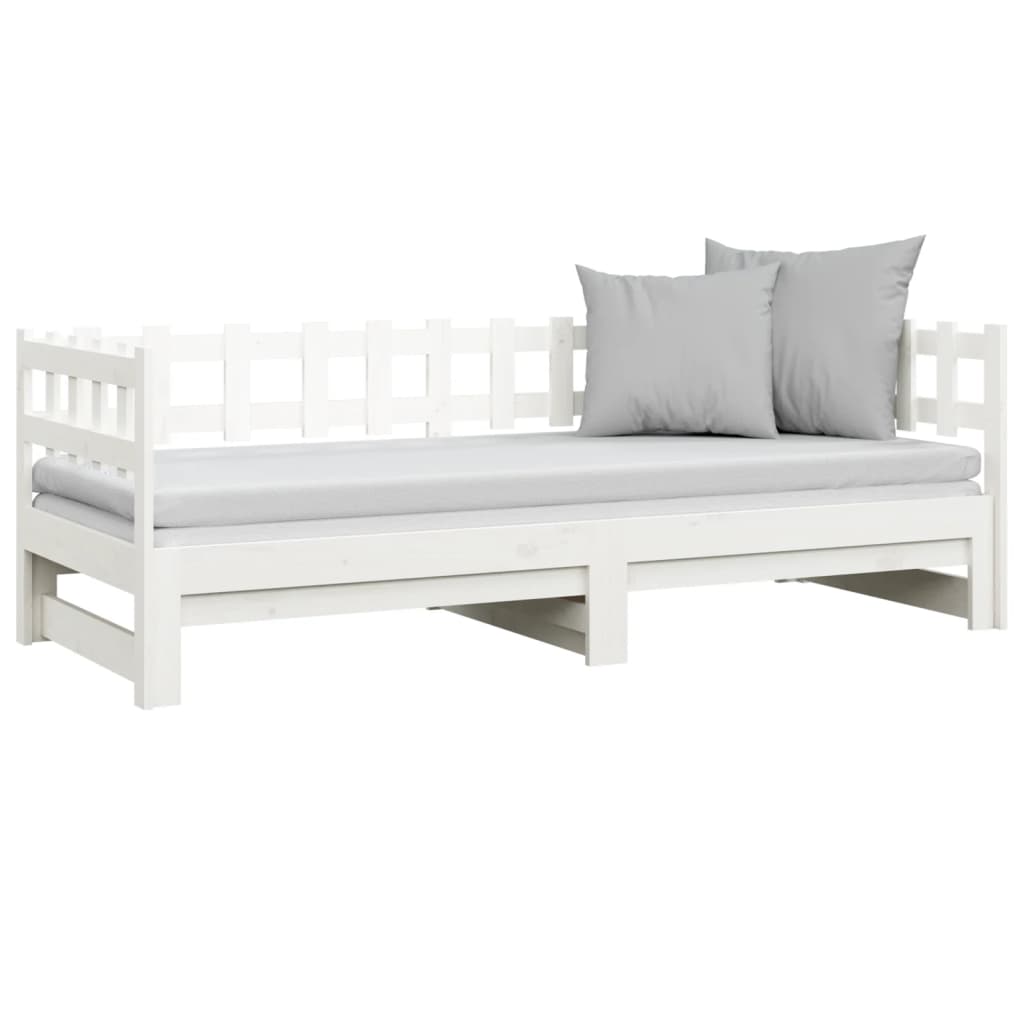 Sofá-cama de puxar 2x(80x200) cm pinho maciço branco