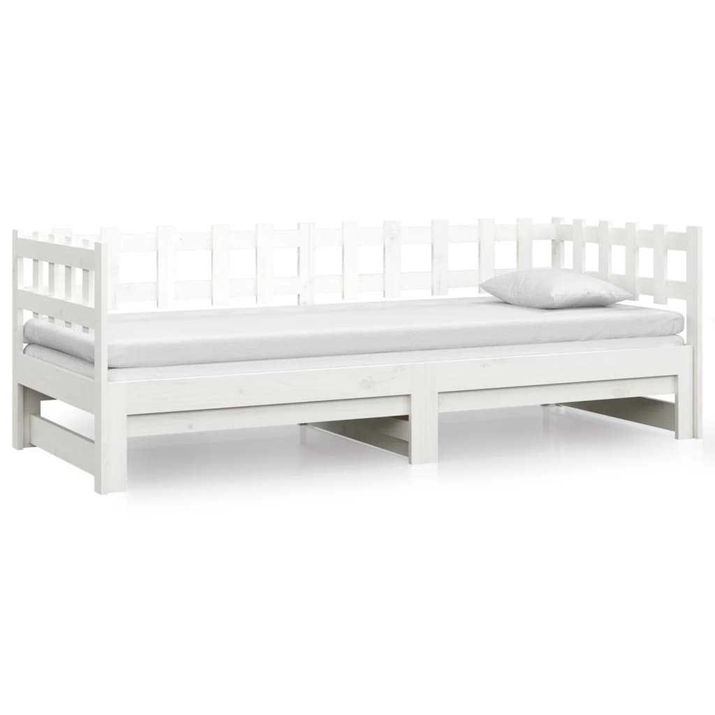 Sofá-cama de puxar 2x(80x200) cm pinho maciço branco