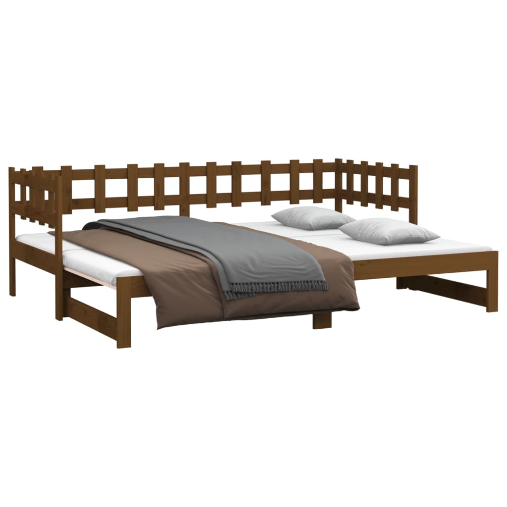 820736 vidaXL Sofá-cama puxar 2x(80x200) cm pinho maciço castanho mel