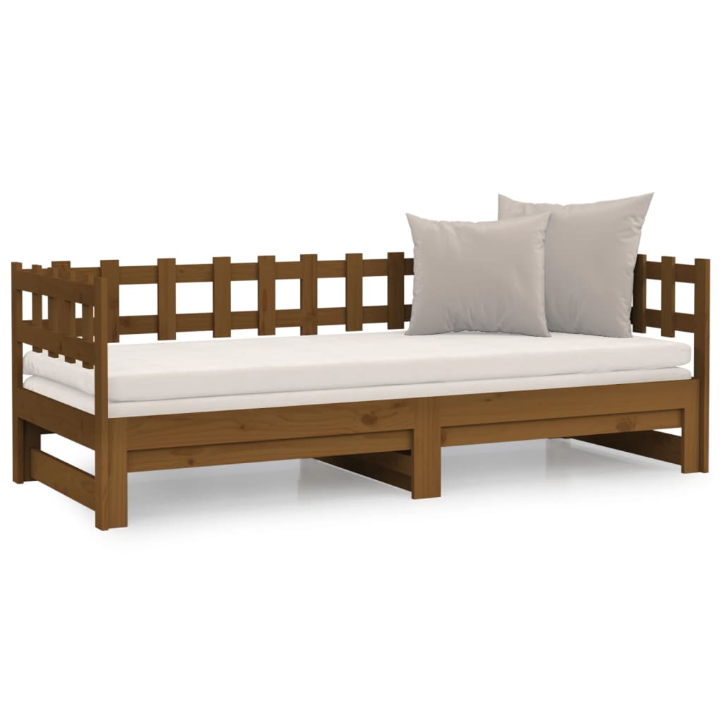 820736 vidaXL Sofá-cama puxar 2x(80x200) cm pinho maciço castanho mel