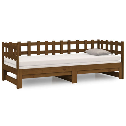 820736 vidaXL Sofá-cama puxar 2x(80x200) cm pinho maciço castanho mel