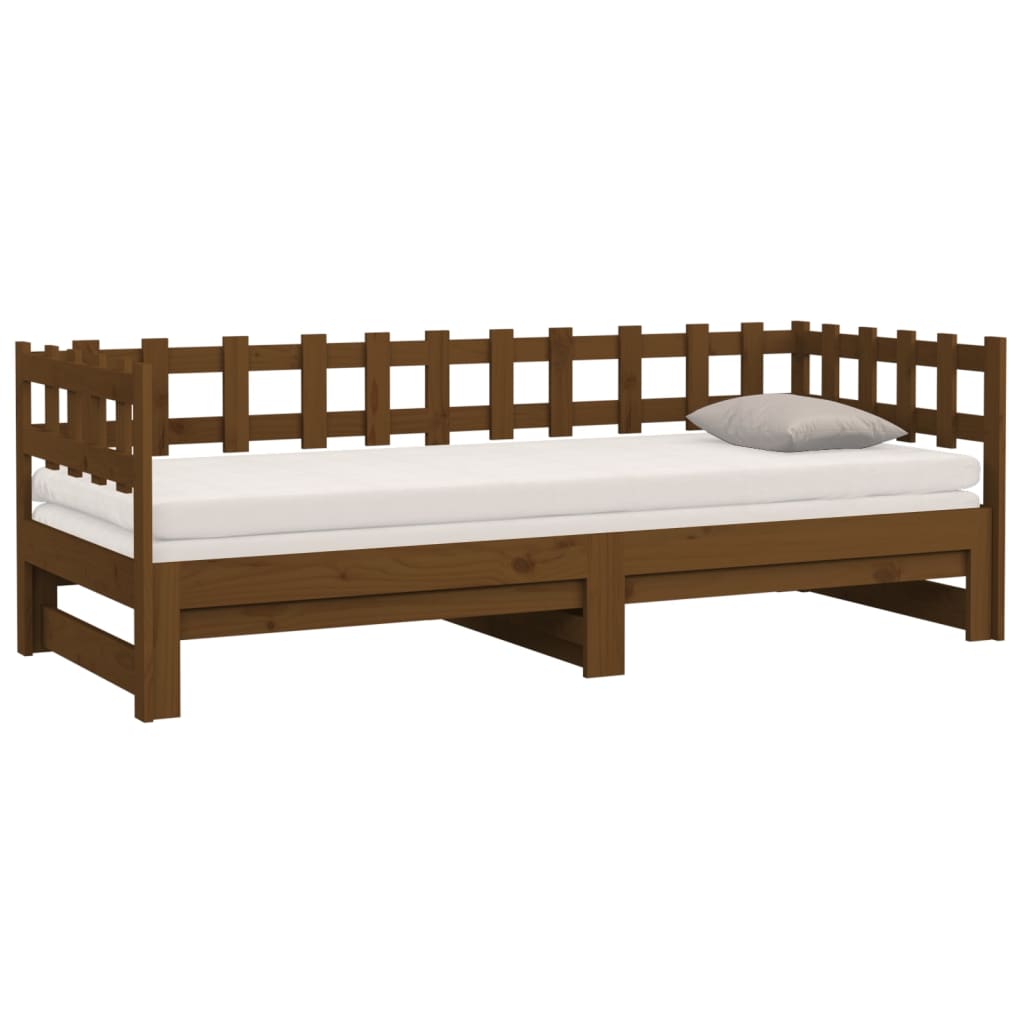 820736 vidaXL Sofá-cama puxar 2x(80x200) cm pinho maciço castanho mel