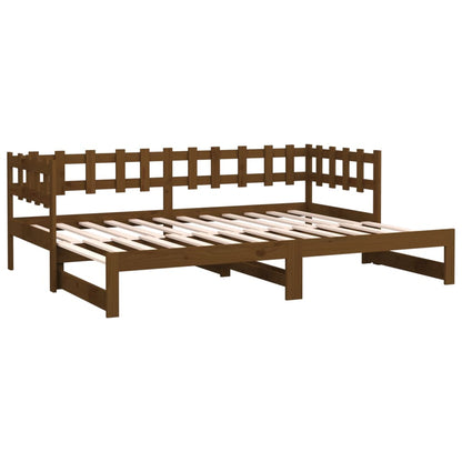 820736 vidaXL Sofá-cama puxar 2x(80x200) cm pinho maciço castanho mel