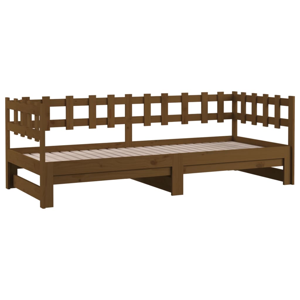 820736 vidaXL Sofá-cama puxar 2x(80x200) cm pinho maciço castanho mel