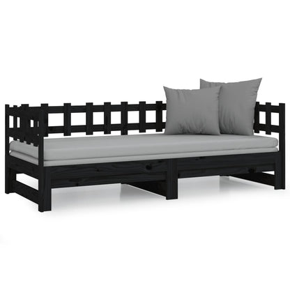 820736 vidaXL Sofá-cama de puxar 2x(80x200) cm pinho maciço preto