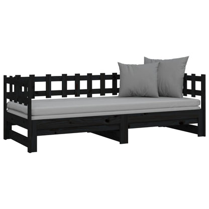 820736 vidaXL Sofá-cama de puxar 2x(80x200) cm pinho maciço preto