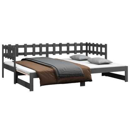 Sofá-cama de puxar 2x(90x200) cm pinho maciço cinza