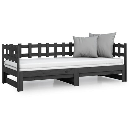 Sofá-cama de puxar 2x(90x200) cm pinho maciço cinza