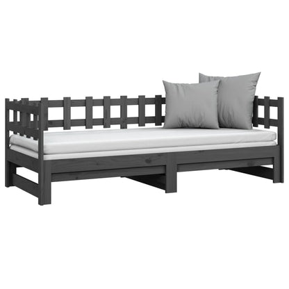 Sofá-cama de puxar 2x(90x200) cm pinho maciço cinza