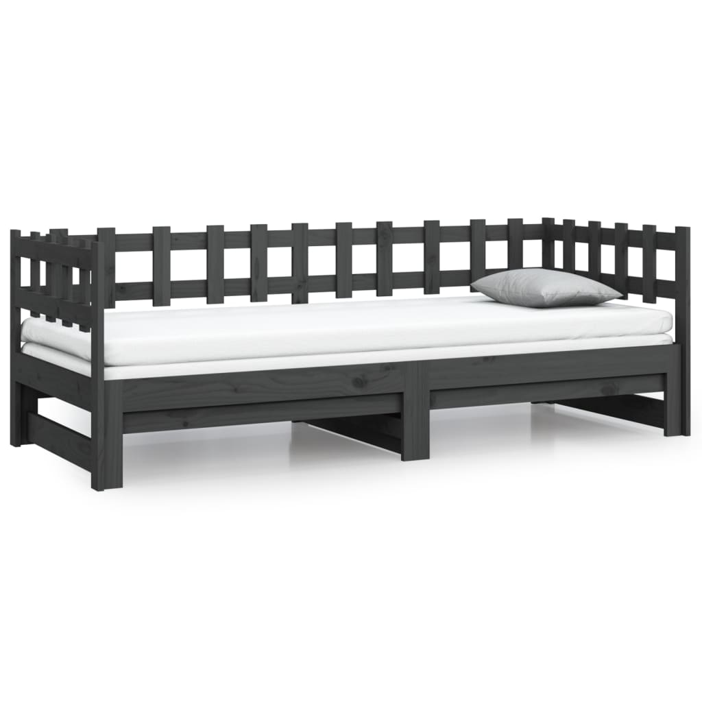 Sofá-cama de puxar 2x(90x200) cm pinho maciço cinza