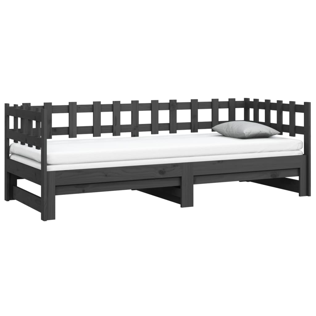 Sofá-cama de puxar 2x(90x200) cm pinho maciço cinza