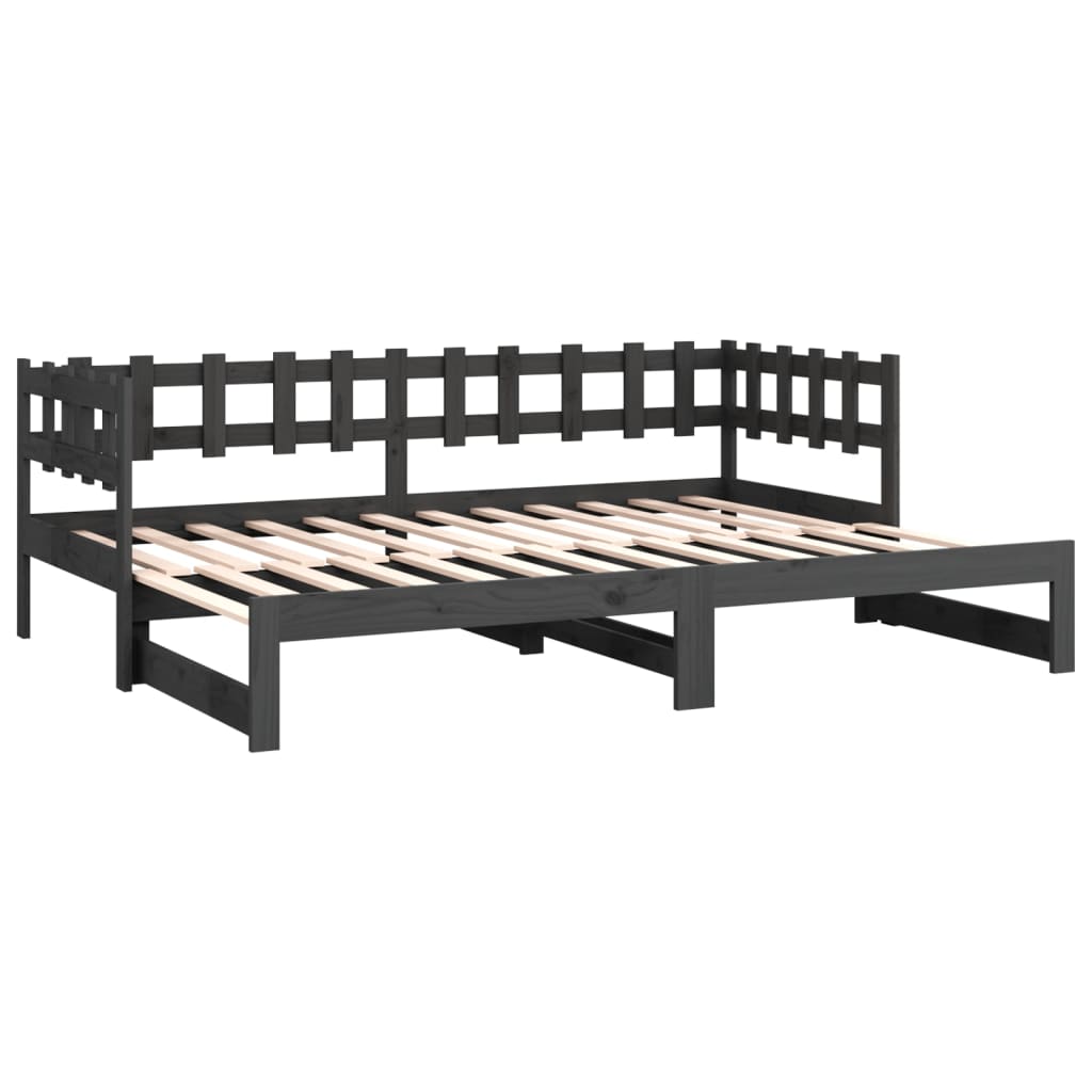 Sofá-cama de puxar 2x(90x200) cm pinho maciço cinza