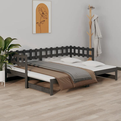 Sofá-cama de puxar 2x(90x200) cm pinho maciço cinza