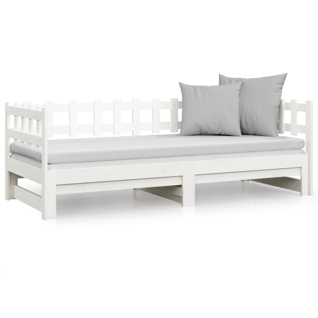 Estrutura sofá-cama de puxar 2x(90x190) cm pinho maciço branco