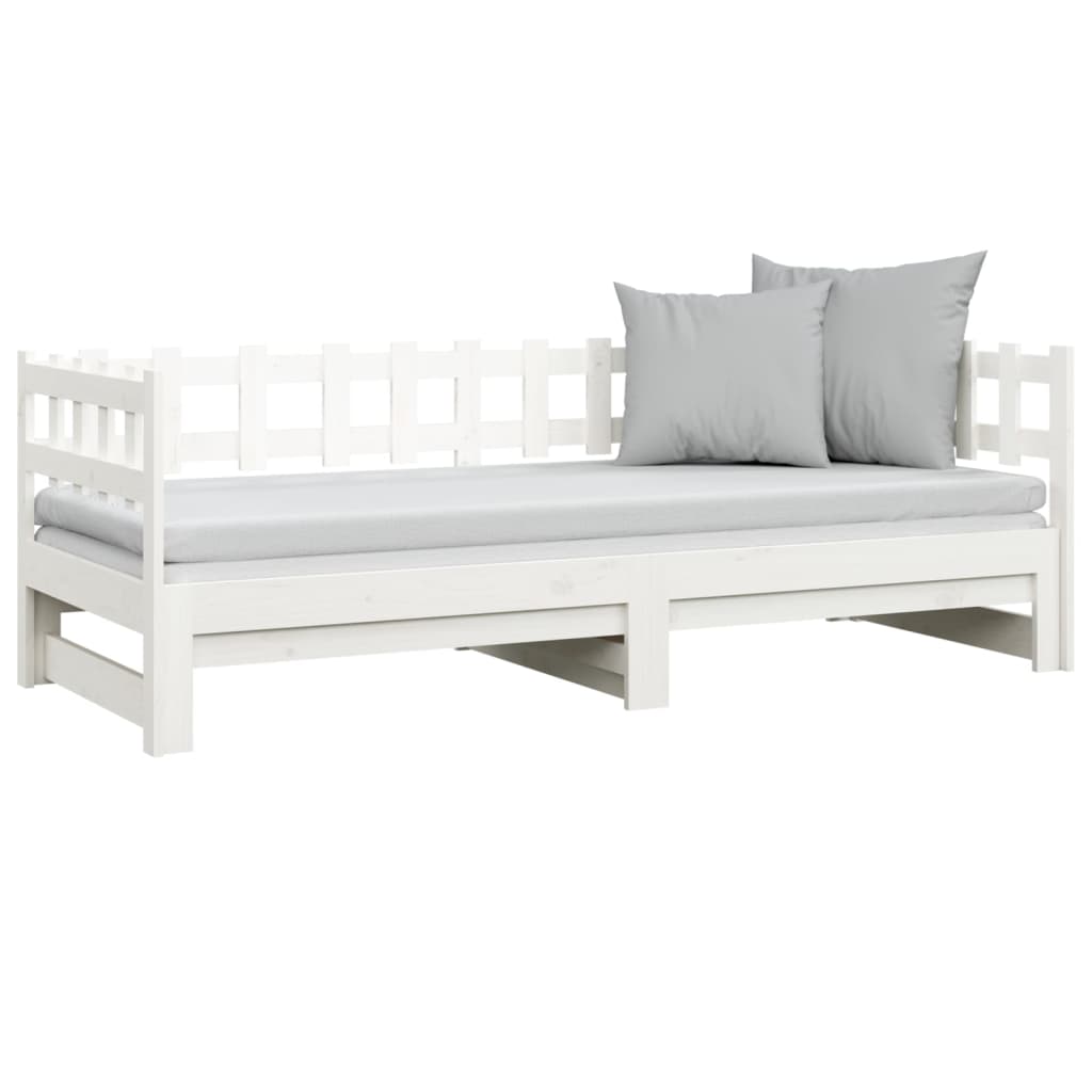 Estrutura sofá-cama de puxar 2x(90x190) cm pinho maciço branco