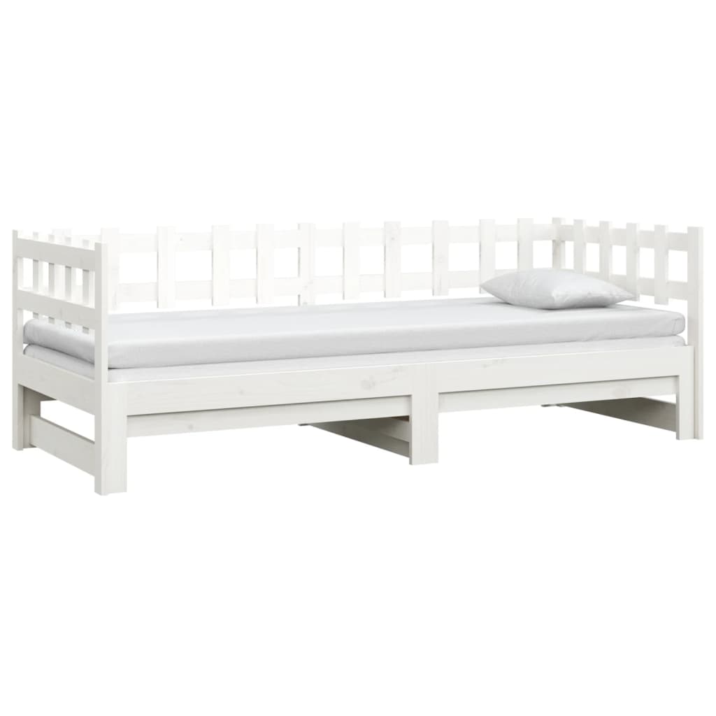 Estrutura sofá-cama de puxar 2x(90x190) cm pinho maciço branco