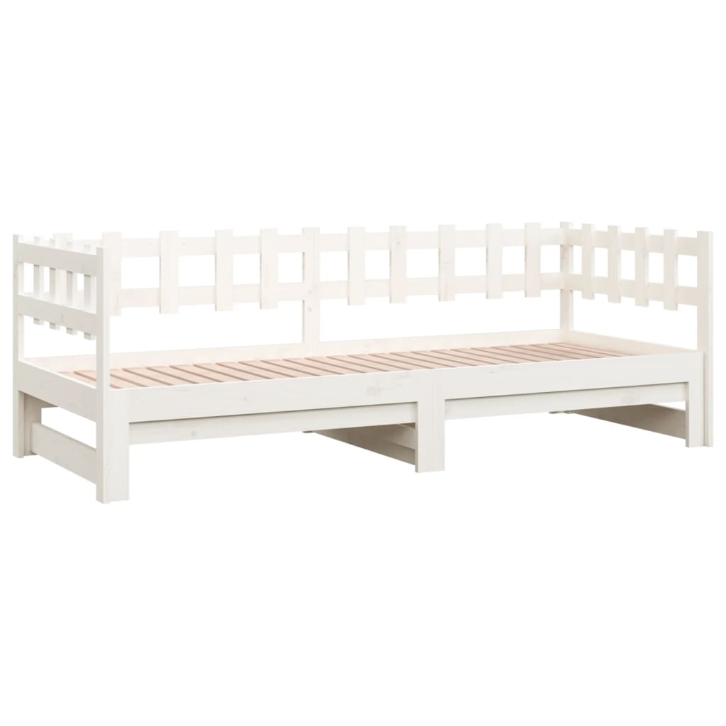 Estrutura sofá-cama de puxar 2x(90x190) cm pinho maciço branco