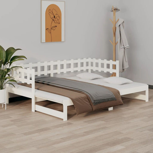 Estrutura sofá-cama de puxar 2x(90x190) cm pinho maciço branco